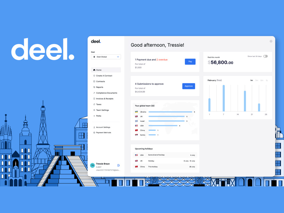 Deel service: branded dashboard screenshot